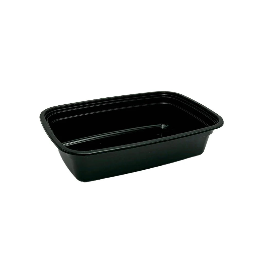 Black plastic container on a white background