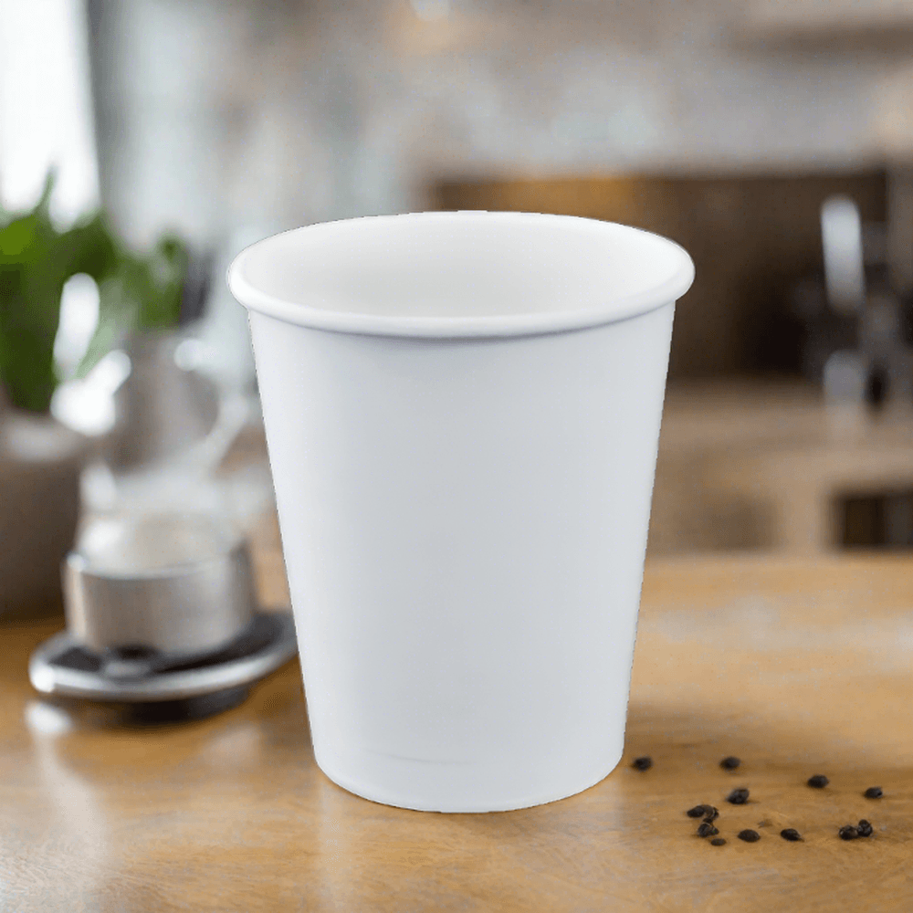 12oz PE Coated Single Wall Paper Coffee Cup/ White 1000pc - Pakio