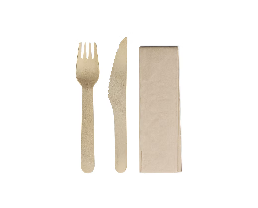 Wooden Fork/Knife/Napkin Cutlery Set 400 sets/ctn