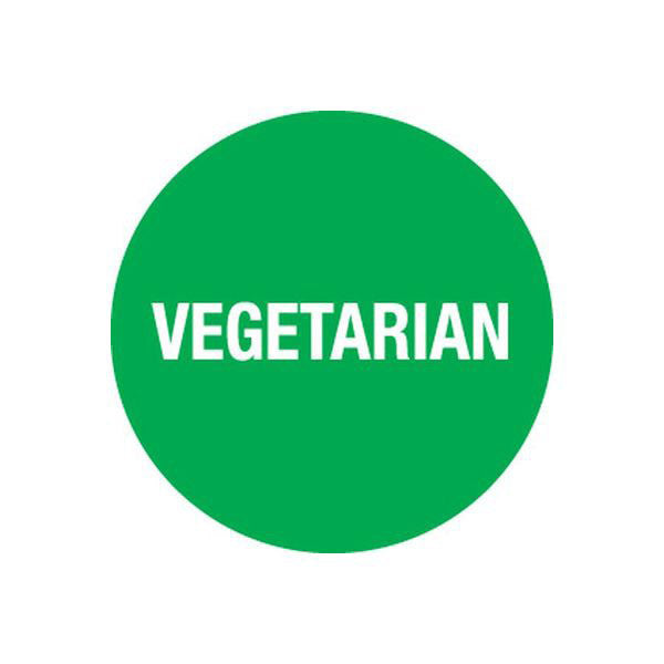 Green circle with 'VEGETARIAN' text on a white background
