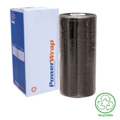 Roll of PowerWrap with packaging and recycling logo on a white background