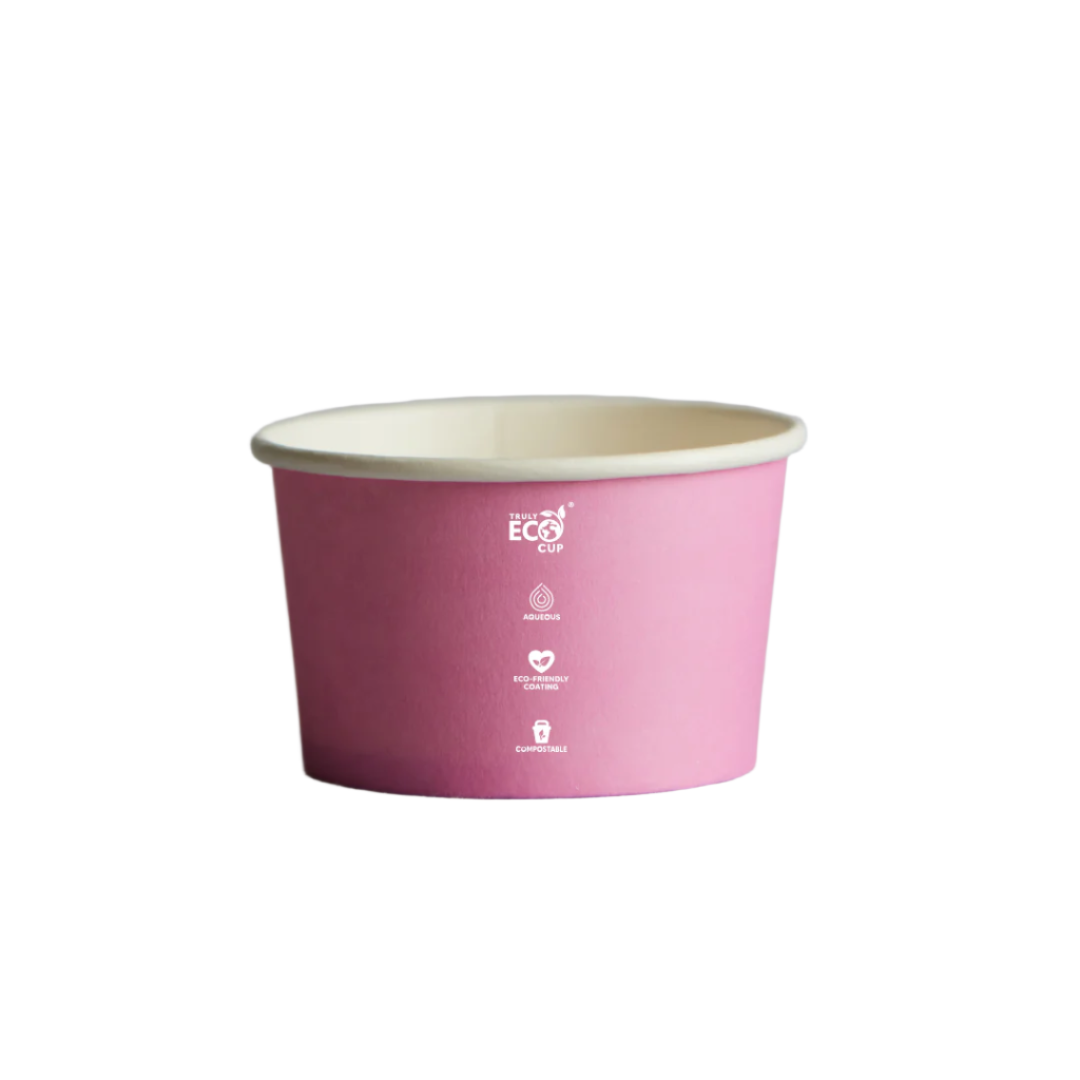 Truly Eco® 5oz Biodegradable Pink Aqueous Coated Ice Cream Cup Pastel - 1000pcs, Sustainable Paper Ice Cream Cups for Takeaway