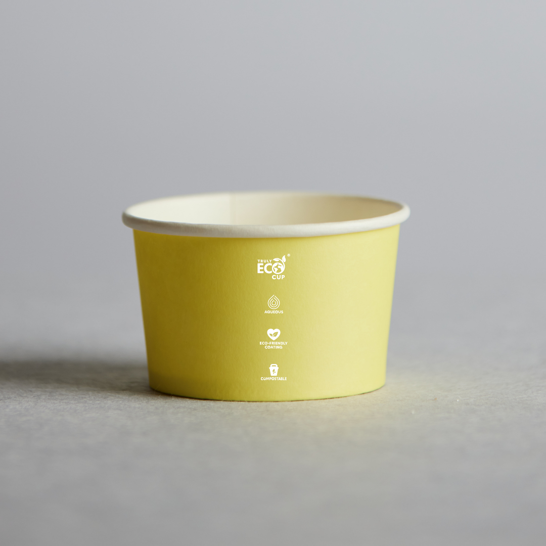 Truly Eco® 5oz Biodegradable Yellow Aqueous Coated Ice Cream Cup Pastel - 1000pcs, Sustainable Paper Ice Cream Cups for Takeaway