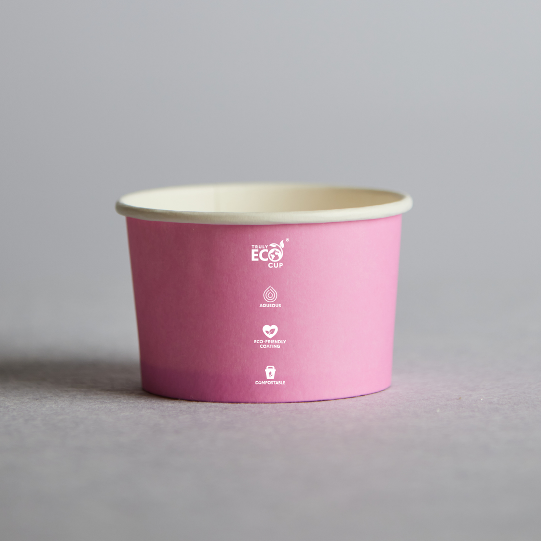 Truly Eco® 8oz Biodegradable Pink Aqueous Coated Ice Cream Cup Pastel - 1000pcs, Sustainable Paper Ice Cream Cups for Takeaway