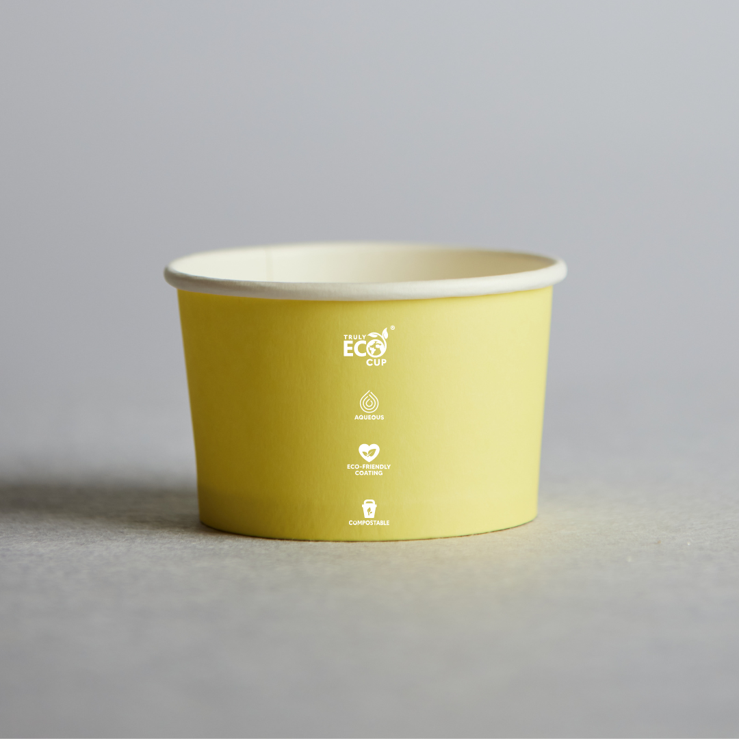 Truly Eco® 8oz Biodegradable Yellow Aqueous Coated Ice Cream Cup Pastel - 1000pcs, Sustainable Paper Ice Cream Cups for Takeaway