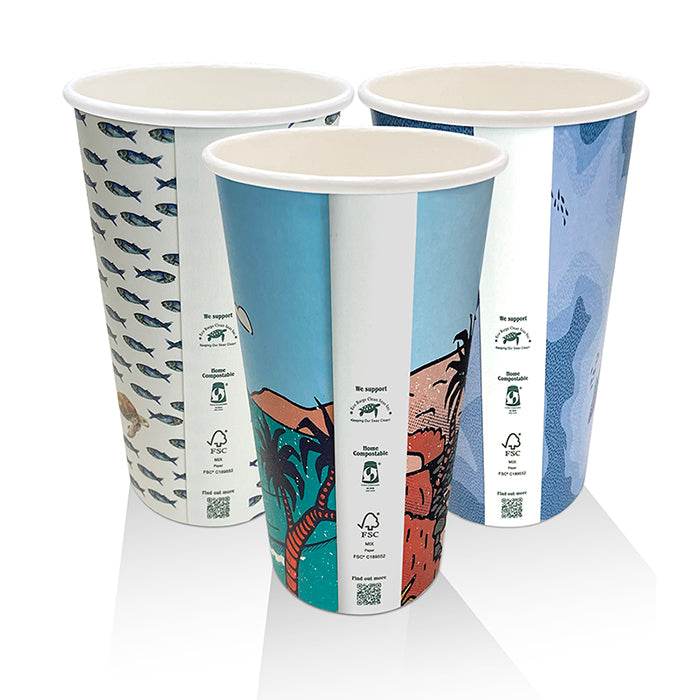 16oz Aqueous Coated Single Wall Cup /Art Series 1000pcs - Pakio