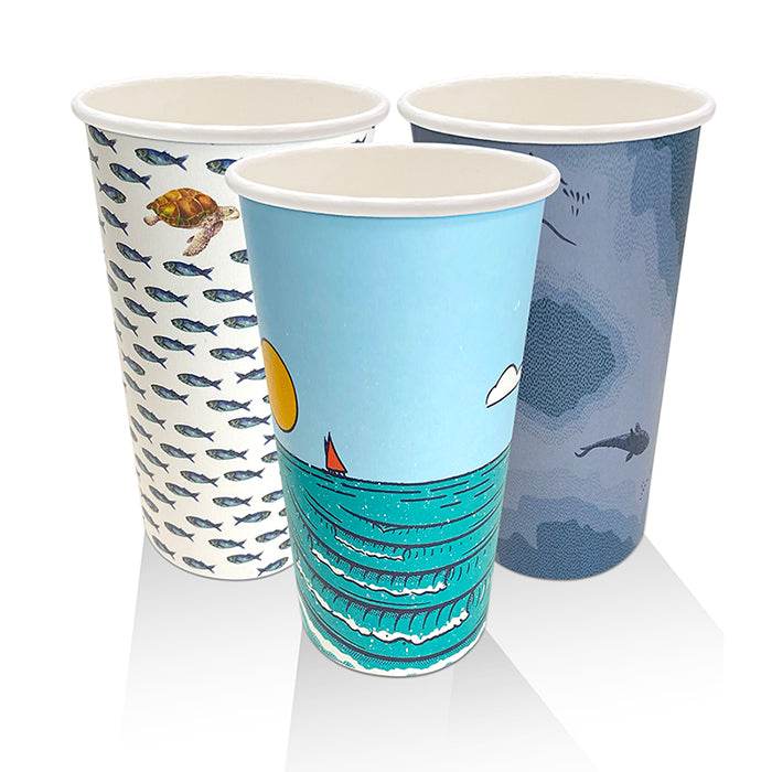 16oz Aqueous Coated Single Wall Cup /Art Series 1000pcs - Pakio