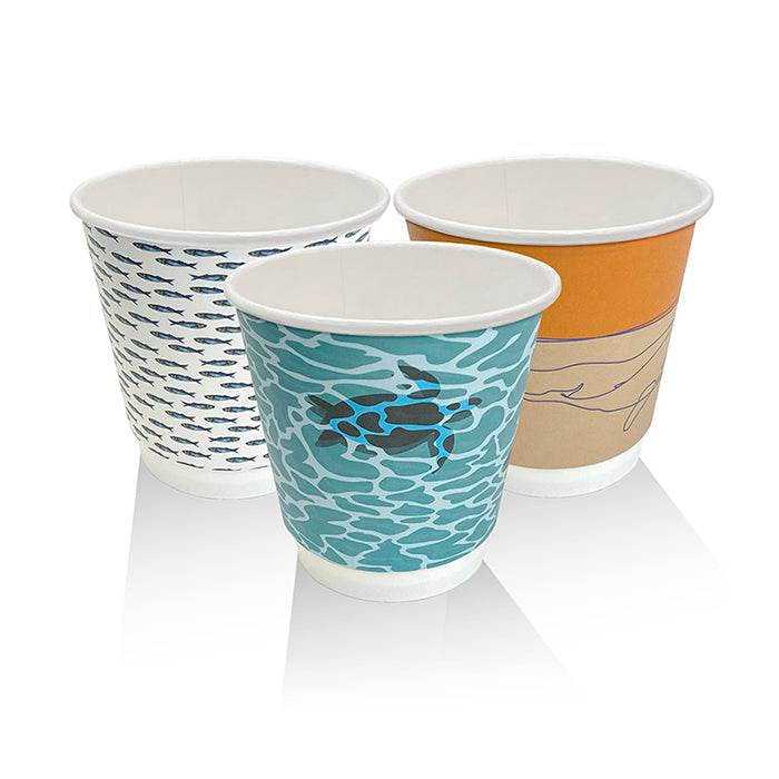 8*oz Aqueous Coated Double Wall Cup /Art Series 500pcs - Pakio