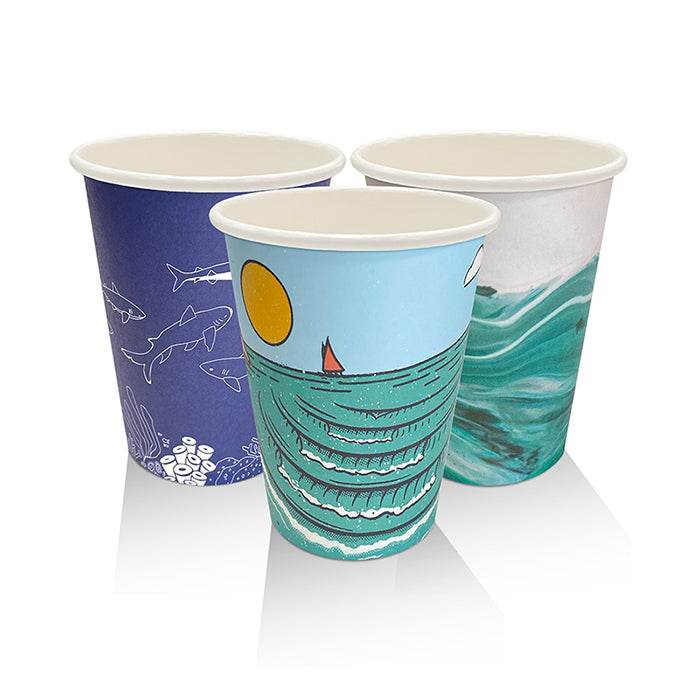 8oz Aqueous Coated Single Wall Cup /Art Series 1000pcs - Pakio