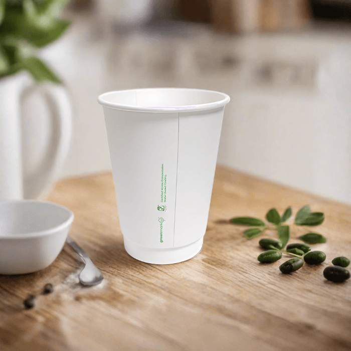 12oz Aqueous Coated DW Cup/White 500pc - Pakio