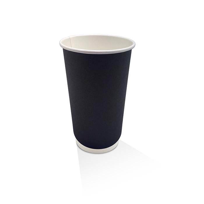 16oz PE Coated Double Wall Paper Coffee Cup/Black 500pc - Pakio