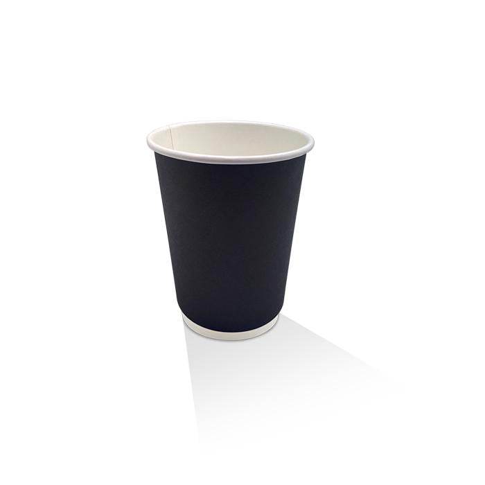 8oz PE Coated Double Wall Paper Coffee Cup / Black 500pc - Pakio