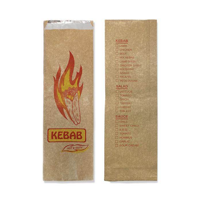 Printed Brown Foil Kebab Bag 250pcs - Pakio