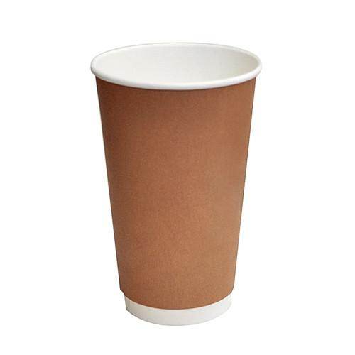16oz PLA Coated DW Cup /Brown 500pc - Pakio