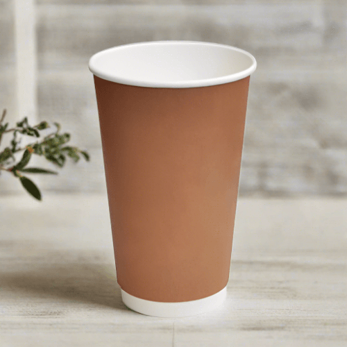 16oz PLA Coated DW Cup /Brown 500pc - Pakio