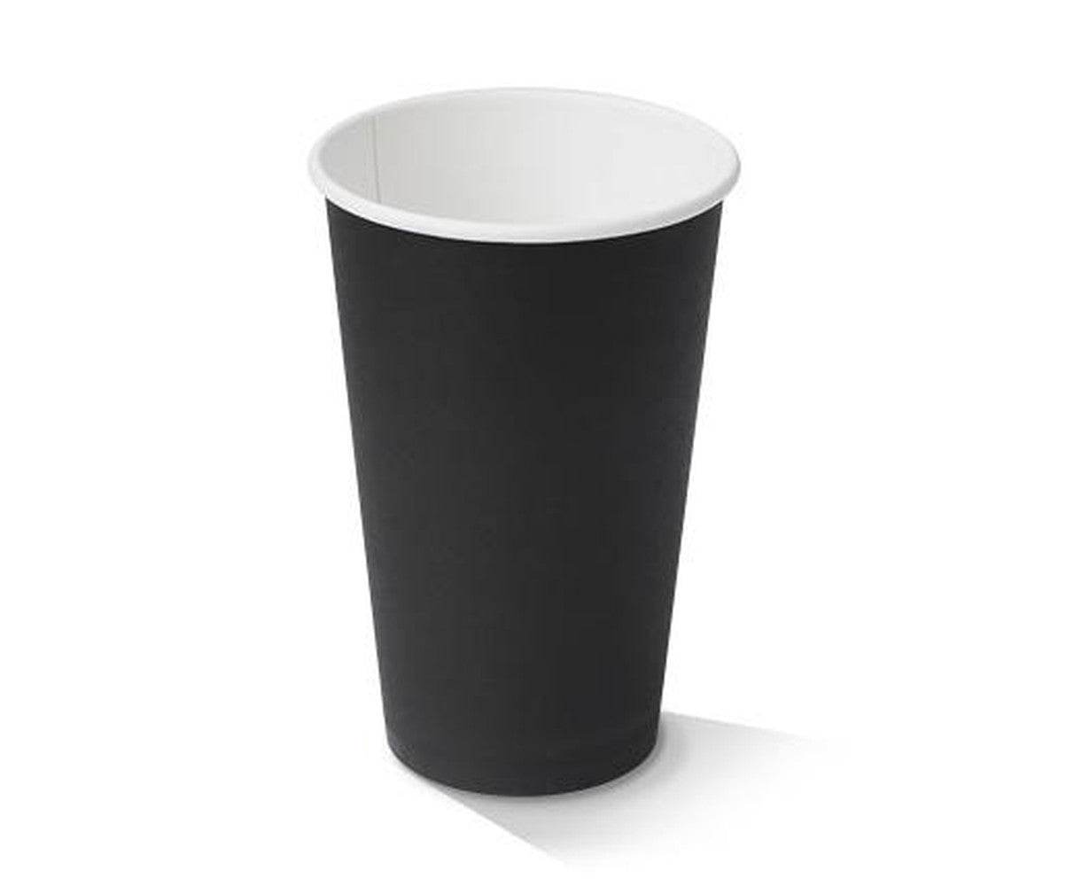 16oz PE Coated Single Wall Paper Coffee Cup /Black 1000pc - Pakio