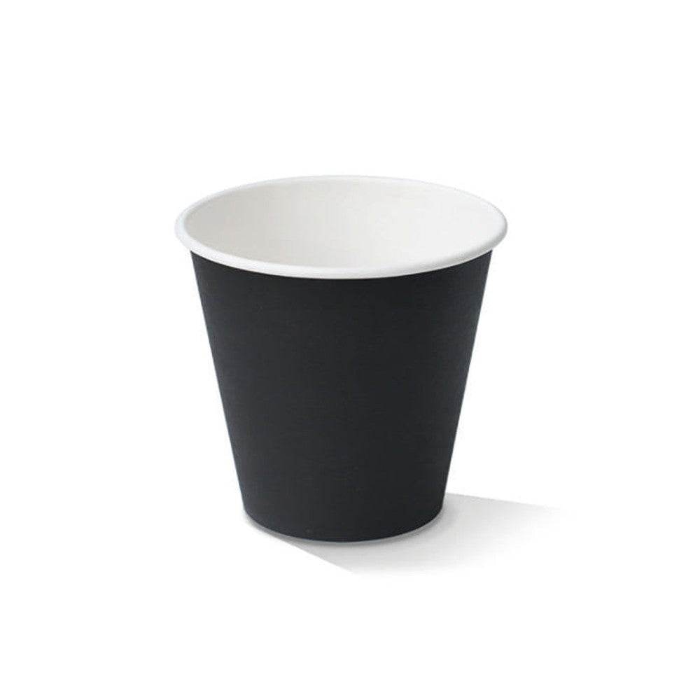 6oz PE Coated Single Wall Paper Coffee Cup/ Black 1000pc - Pakio