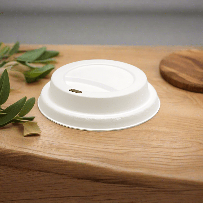 Bagasse Lid - 8*/12/16/20oz (90mm) White 1000pc/ctn - Pakio