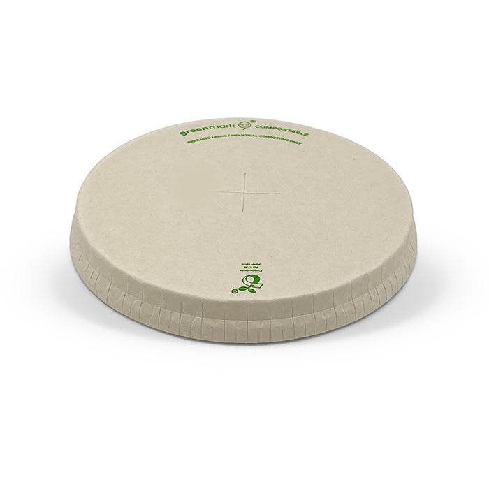 90mm Bamboo Paper Flat Lid with X-Slot for Paper Cold Cups - 1000pcs - Pakio