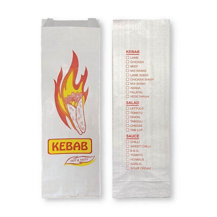 Printed White Foil Kebab Bag 250pcs - Pakio