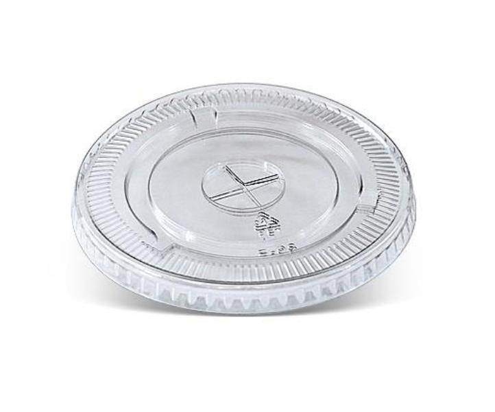 PET 98mm Clear Cold Drink Plastic Cup Flat Lids with X-Slot - 1000pcs - Pakio