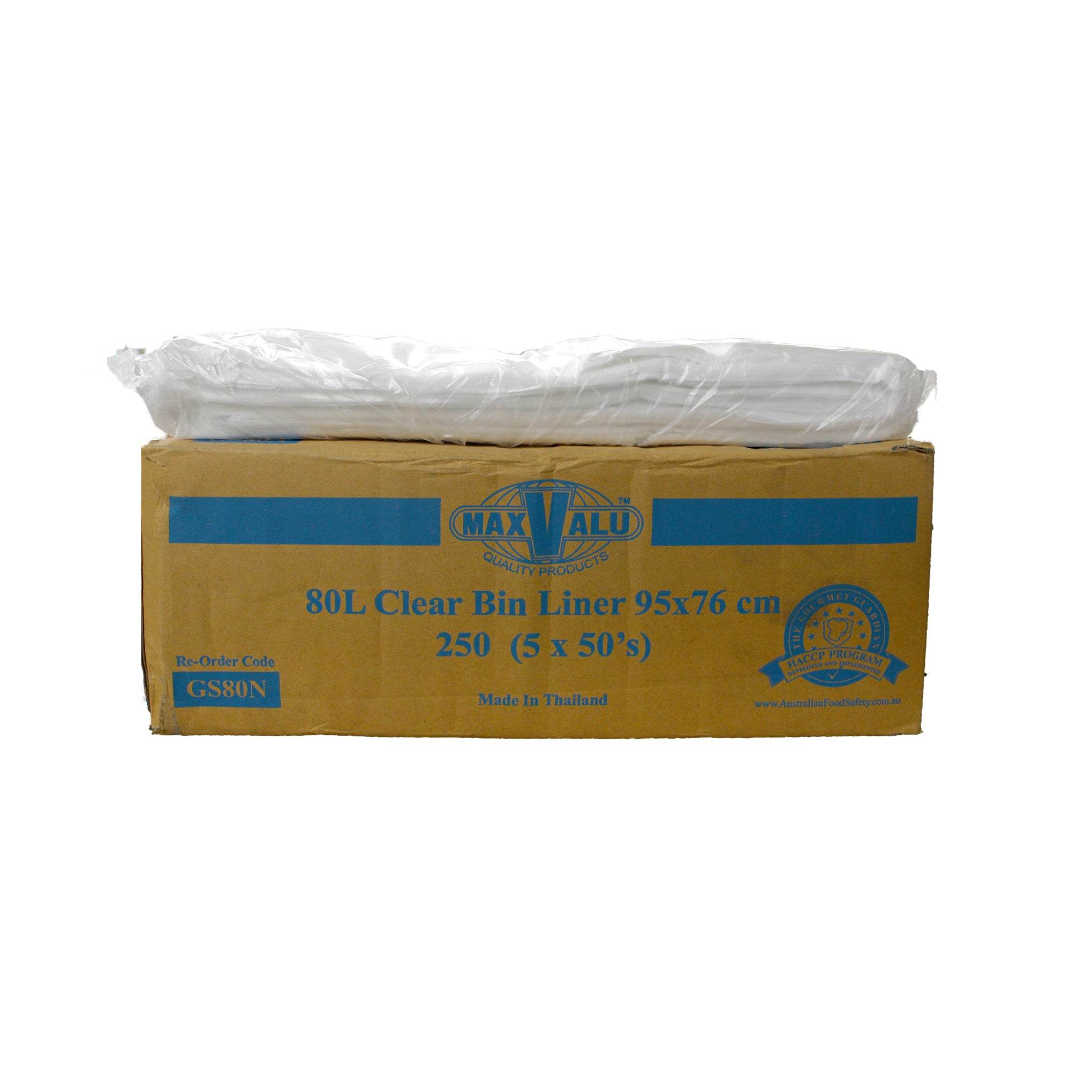 Heavy Duty 80L Clear Recycled Garbage Bags - 250 Bags - Pakio
