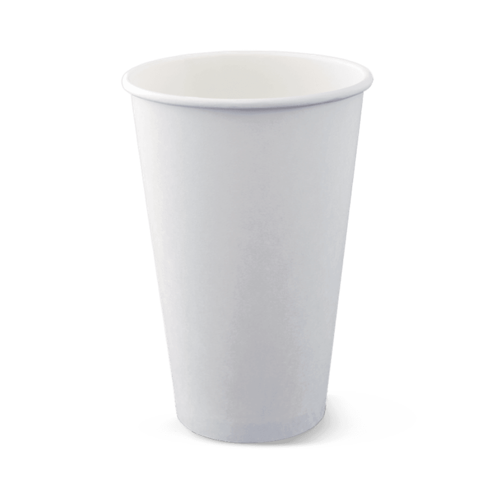 16oz PE Coated Single Wall Paper Coffee Cup / White 1000pc - Pakio