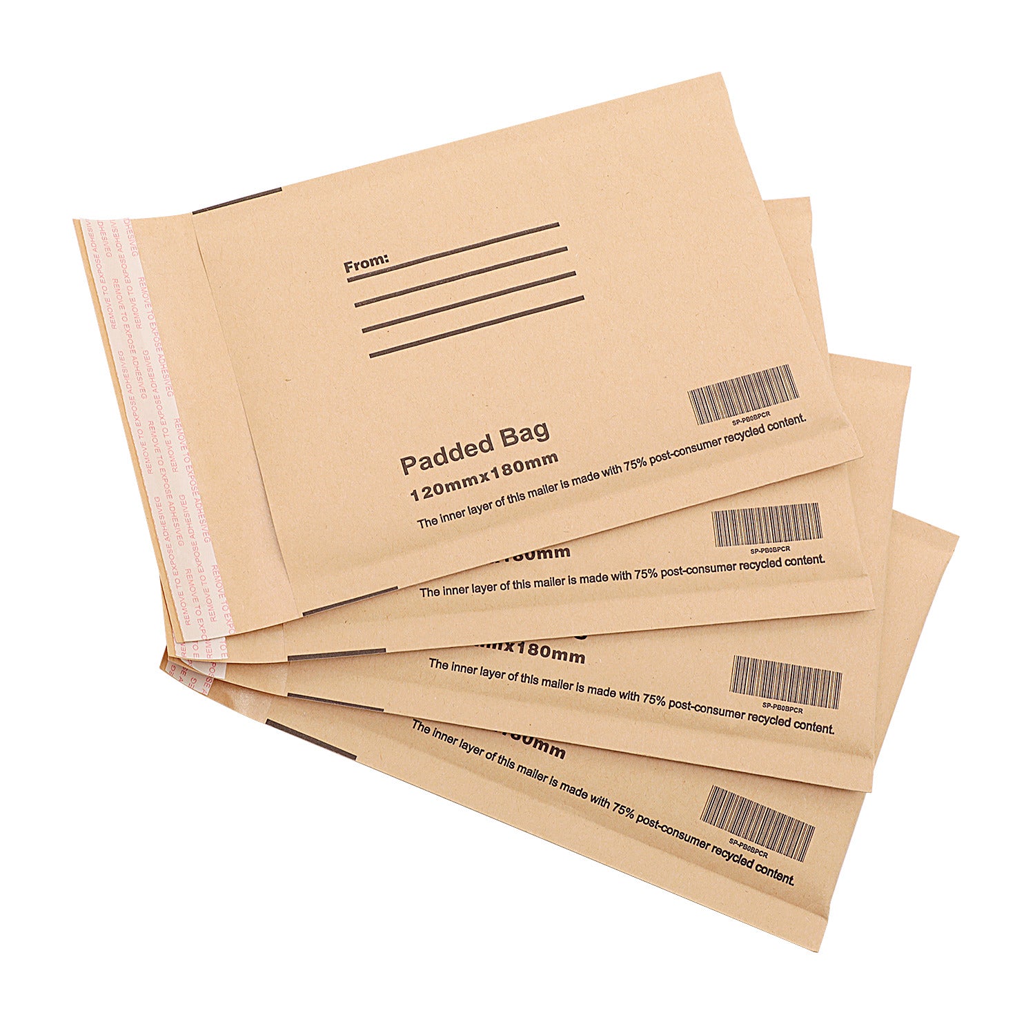Bubble Padded Mailers 120x180mm Kraft Shipping Envelopes 200pcs