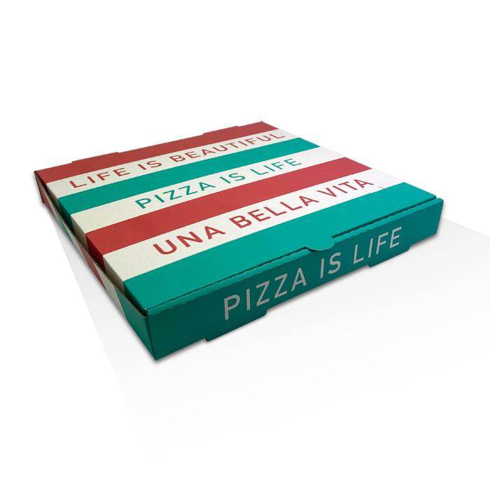 15 inch Pizza Box Brown White Printed 50pc/ctn - Pakio