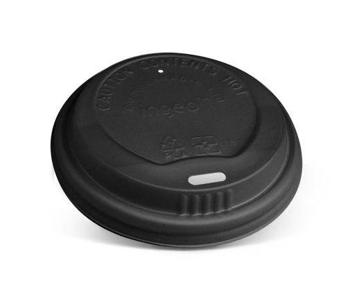 CPLA Lid- 6/8/10/12*oz 80mm Black 1000pc - Pakio