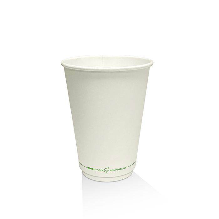 12oz PLA Coated DW Cup/White 500pc - Pakio
