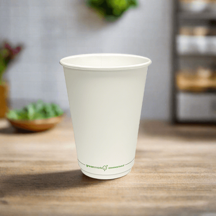 12oz PLA Coated DW Cup/White 500pc - Pakio