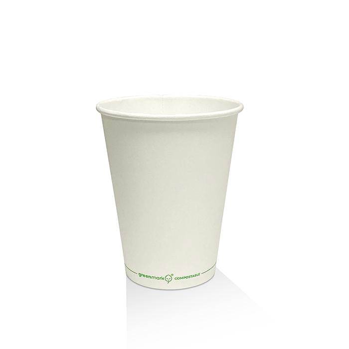 Greenmark® 12oz PLA Coated SW Cup/ White 100-1000pc - Pakio