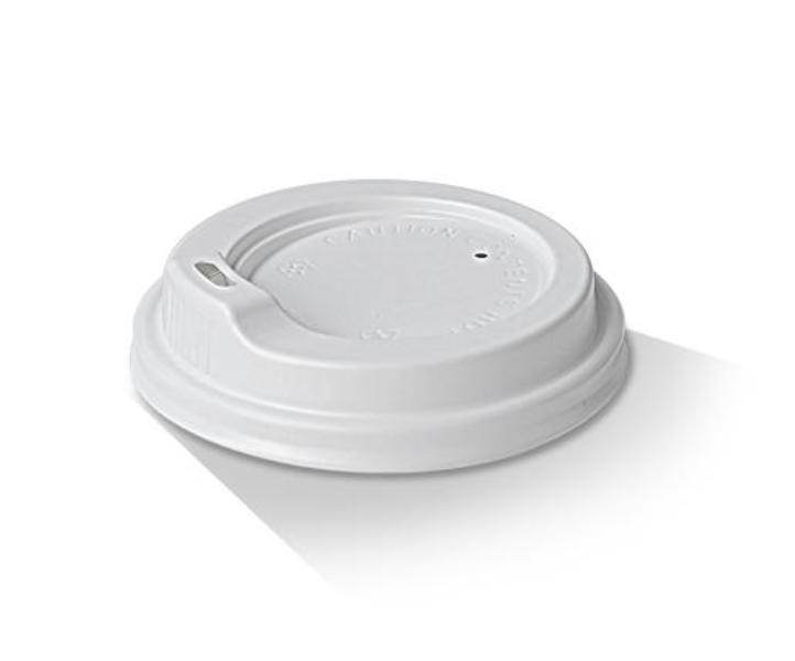 Coffee Cup Spout Lid - 6/8/10oz 80mm White 1000pc - Pakio
