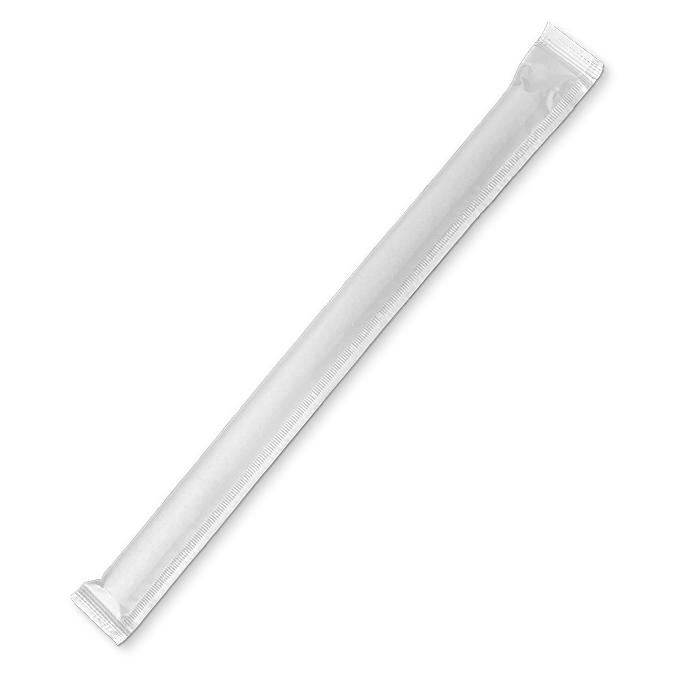 Paper Straw Bubble Tea-Plain White-Individually wrapped 1000pc/ctn - Pakio