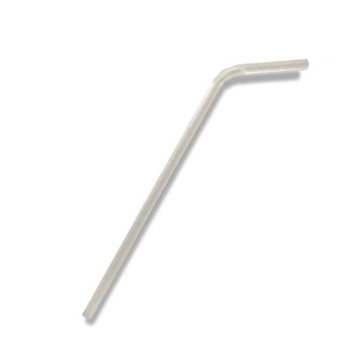 Paper Straw Flexi -Plain White 2500pc/ctn - Pakio