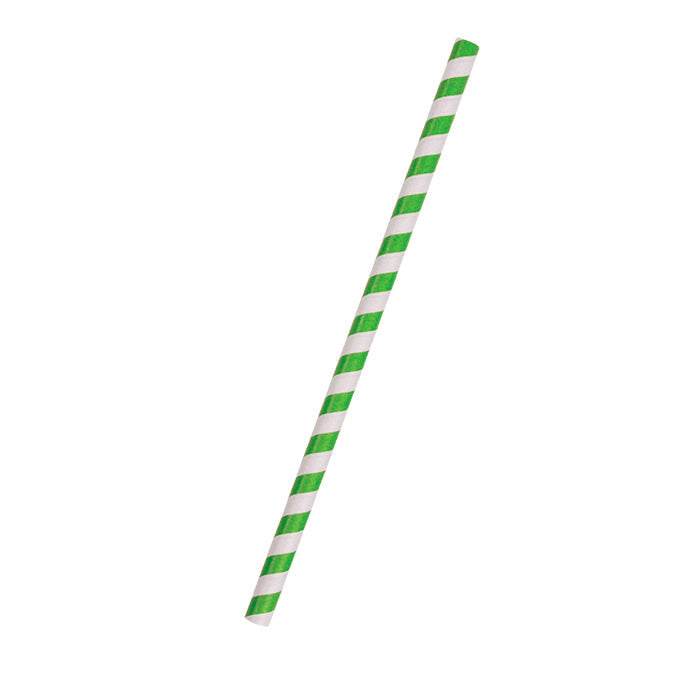 Paper Straw Jumbo- Green Stripe 2500pc/ctn - Pakio