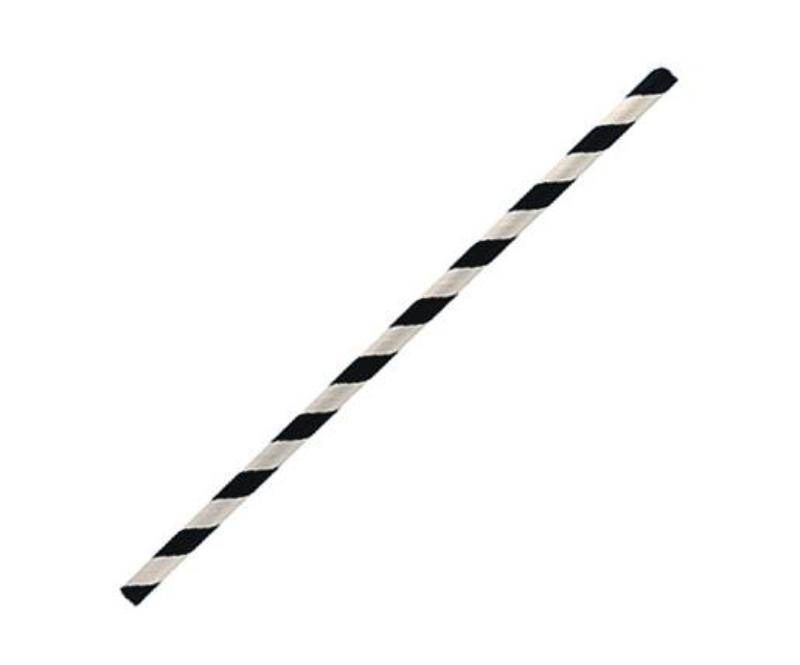 Paper Straw Regular - Black Stripe 100-2500pc/ctn - Pakio