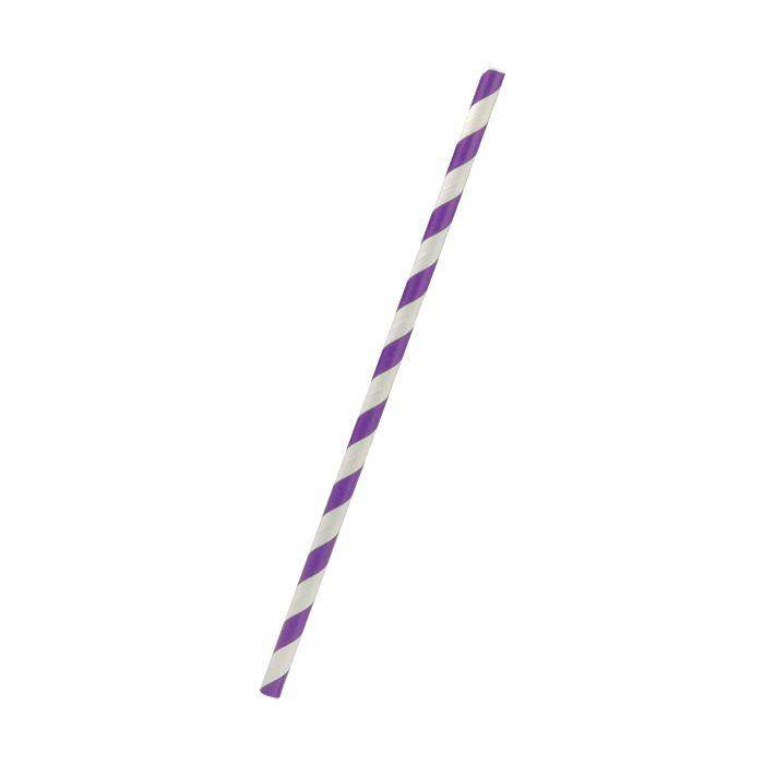 Paper Straw Regular - Purple Stripe 2500pc/ctn - Pakio