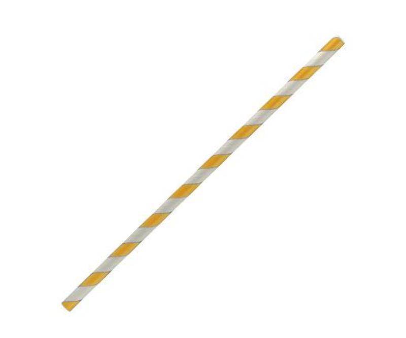 Paper Straw Regular - Yellow Stripe 2500pc/ctn - Pakio