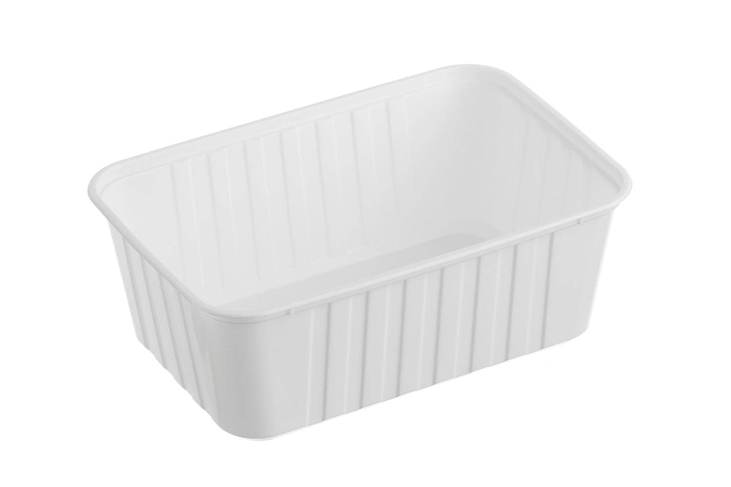 1000ml Ribbed Rectangular Container White 500pcs/ctn - Pakio