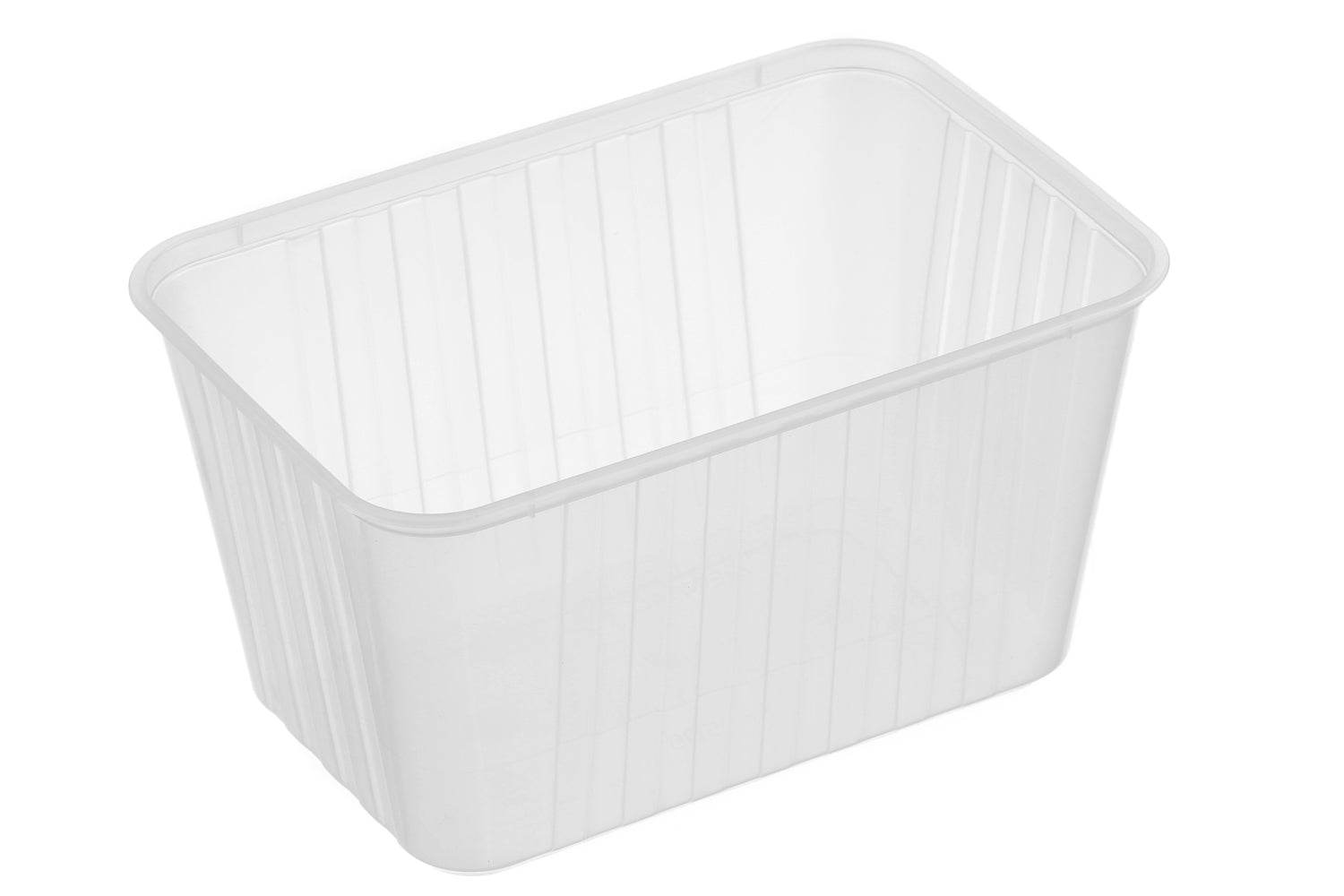1500ml Ribbed Rectangular Container Natural 250pcs/ctn - Pakio