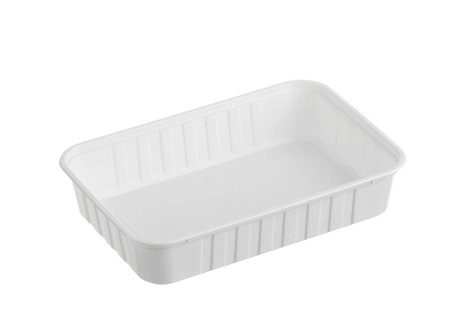 500ml Ribbed Rectangular Container White 500pcs/ctn - Pakio
