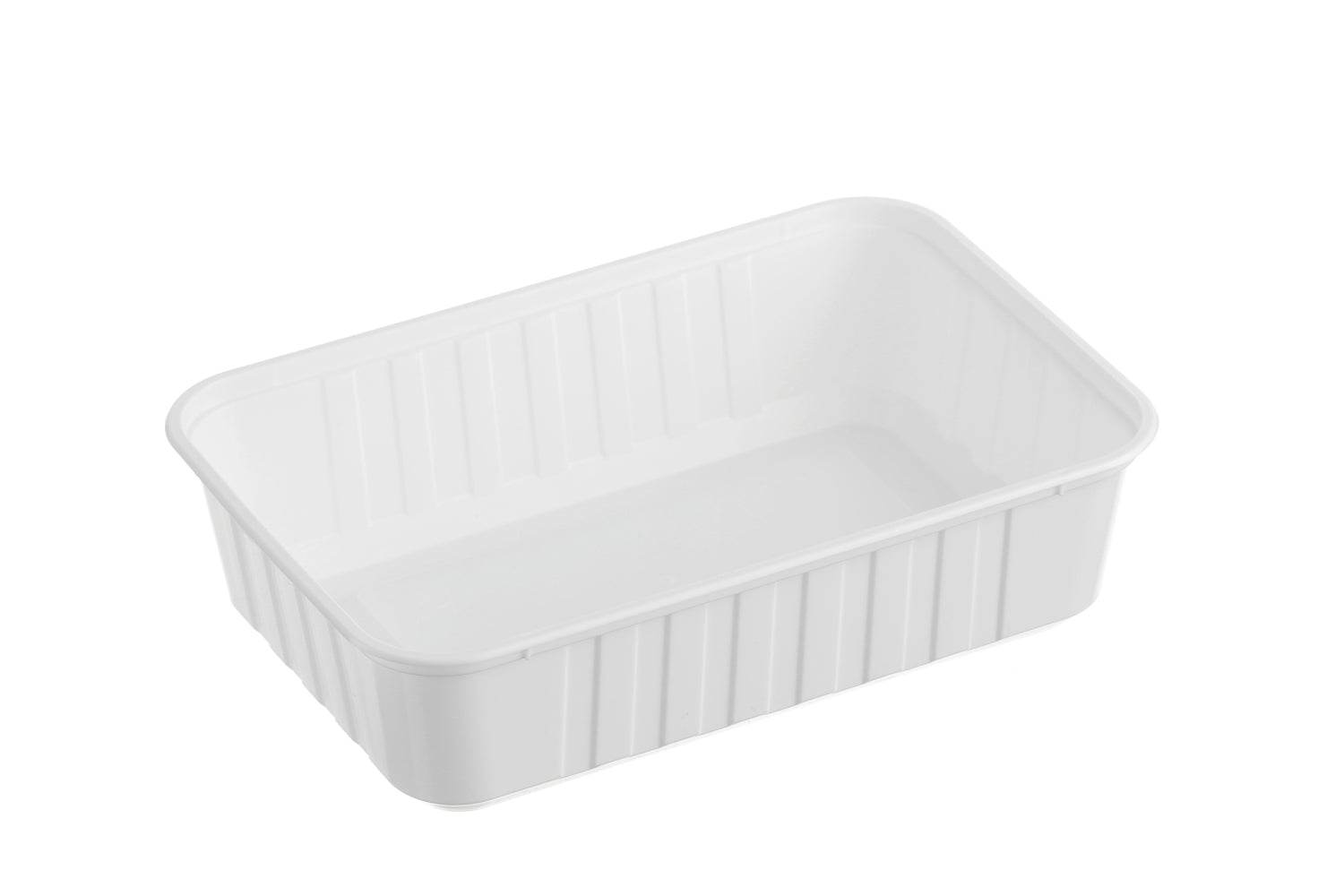 680ml Ribbed Rectangular Container White 500pcs/ctn - Pakio