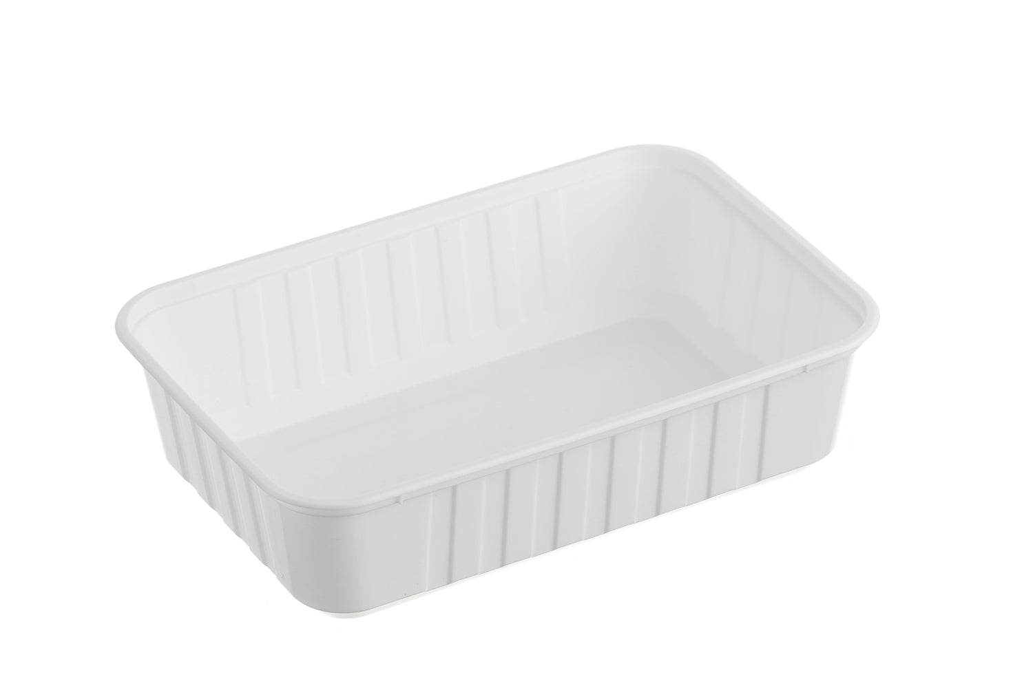 750ml Ribbed Rectangular Container White 500pcs/ctn - Pakio