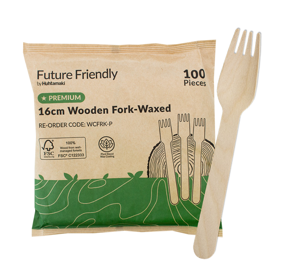Premium Wooden Cutlery Wax Coated Spork 160mm 1000pcs