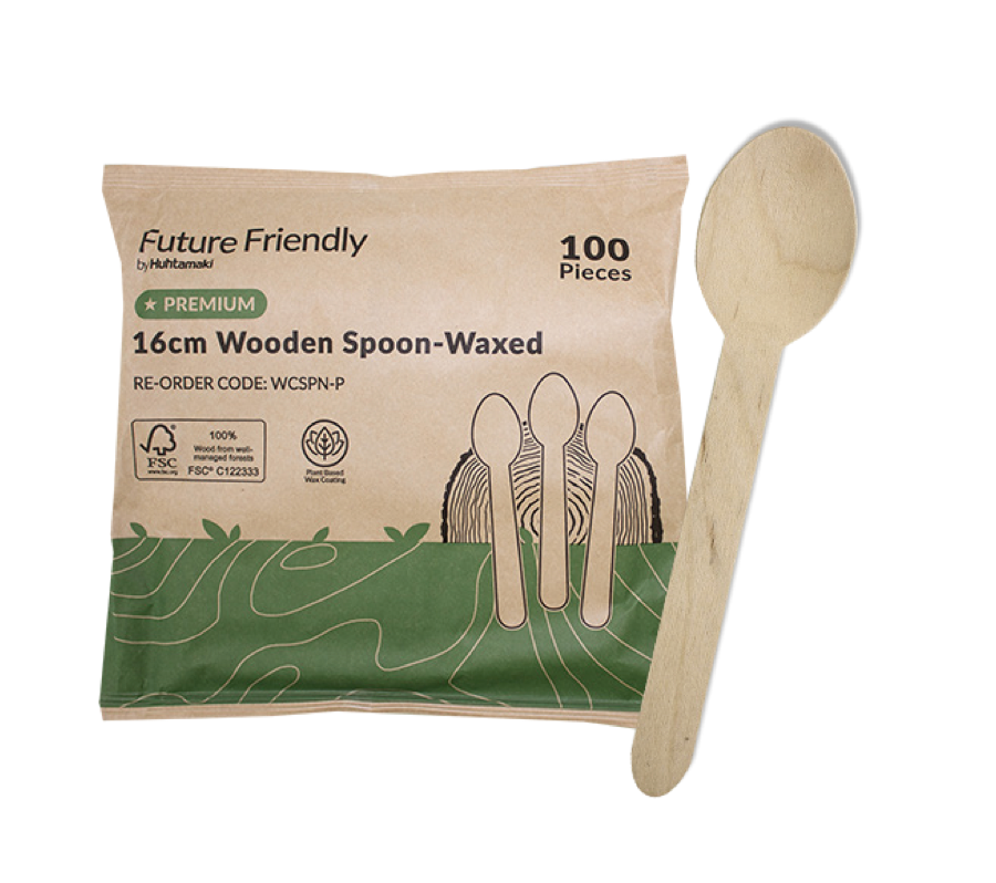 Premium Wooden Cutlery Wax Coated Spoon 160mm 1000pcs