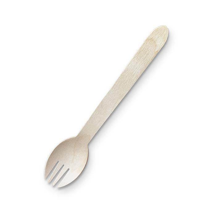 157mm Wooden Spork 2000pc/ctn - Pakio
