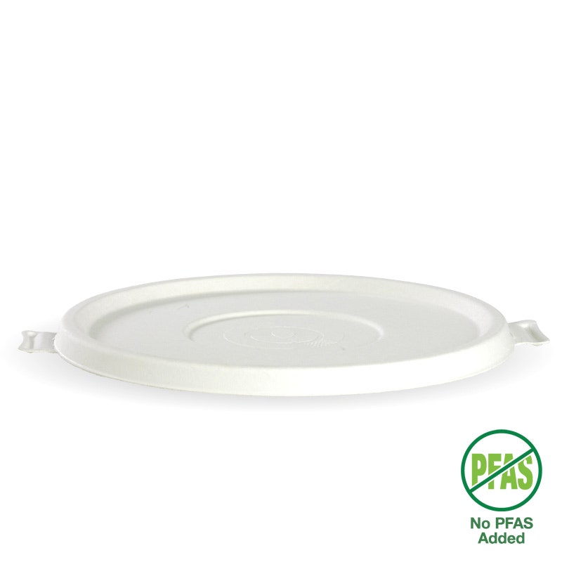 BioPak 800-1,420ml (24-48oz) White Bowl Plant Fibre Lid 400pc
