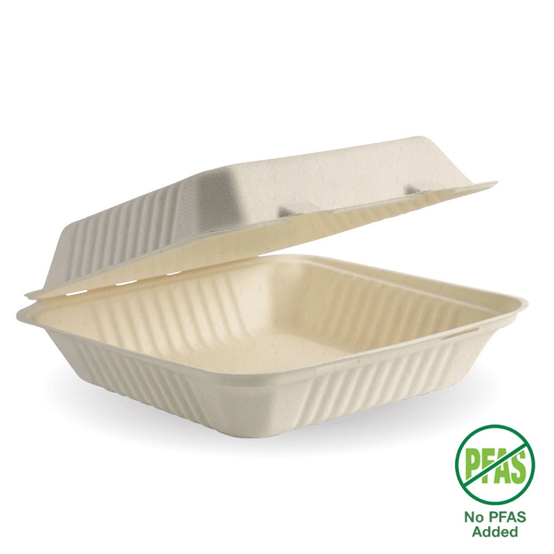 BioPak 23x23x8cm (9x9x3") Natural Clamshell 200pc